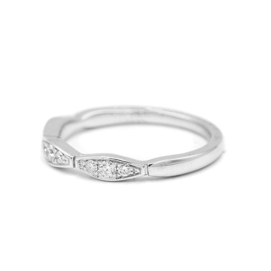Stackable Rings Malka Diamonds | 14Kw Scallop Pave .16Ctw Diamond Band
