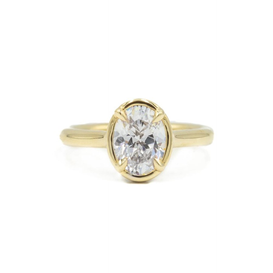 Classic Bridal Uneek | 14Ky Oval-Cut Hidden Halo Bezel Diamond Ring