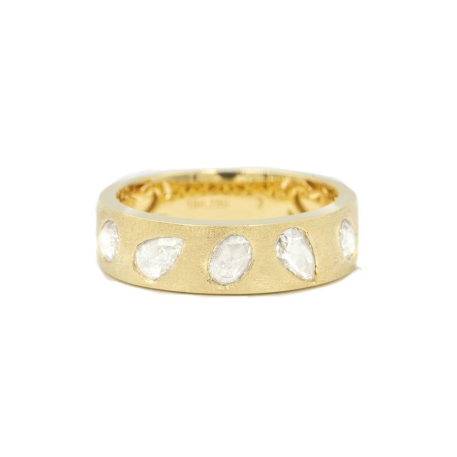 Stackable Rings Malka Diamonds | 18Kt Pear & Oval-Cut Diamond Wide Band