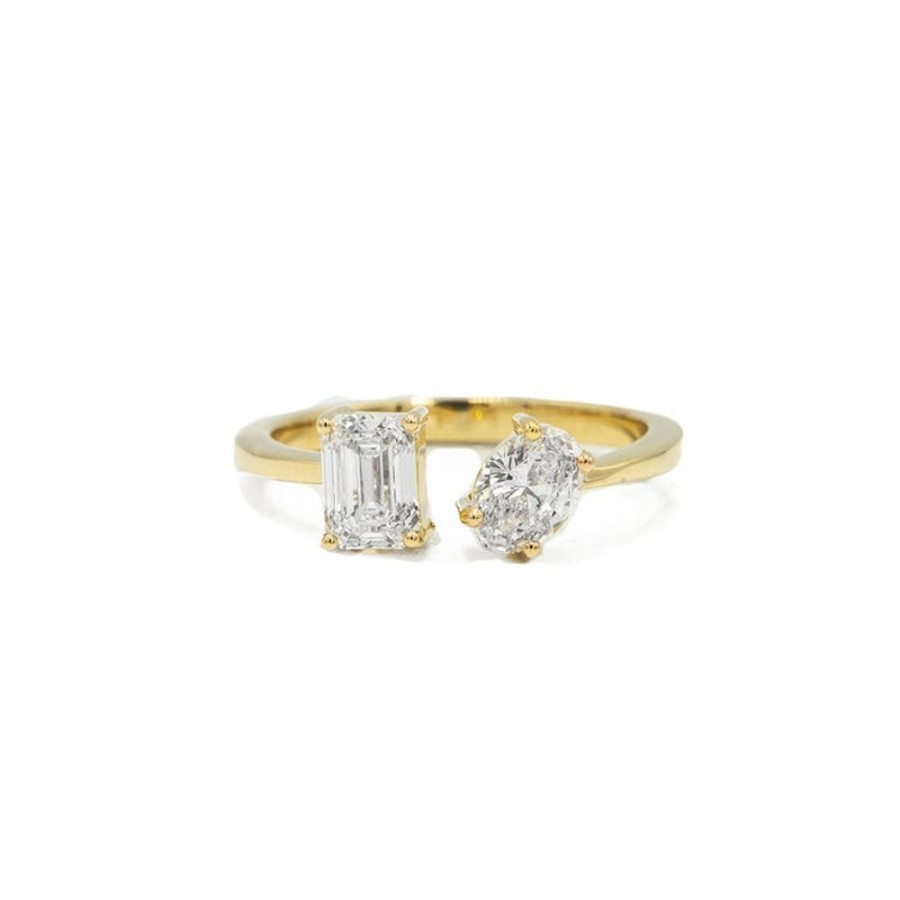 Stackable Rings Malka Diamonds | 1.11Ctw 2-Stone Diamond Cuff Ring