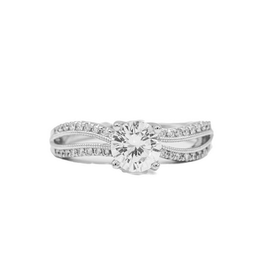 Classic Bridal Malka Diamonds | 14Kw Pave Open Twist With Milgrain