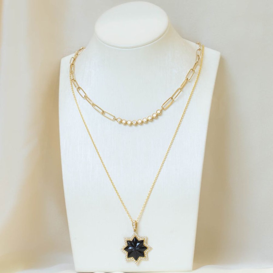 Jewelry Malka Diamonds | 14Ky 5.76Ct Black Onyx Star Necklace