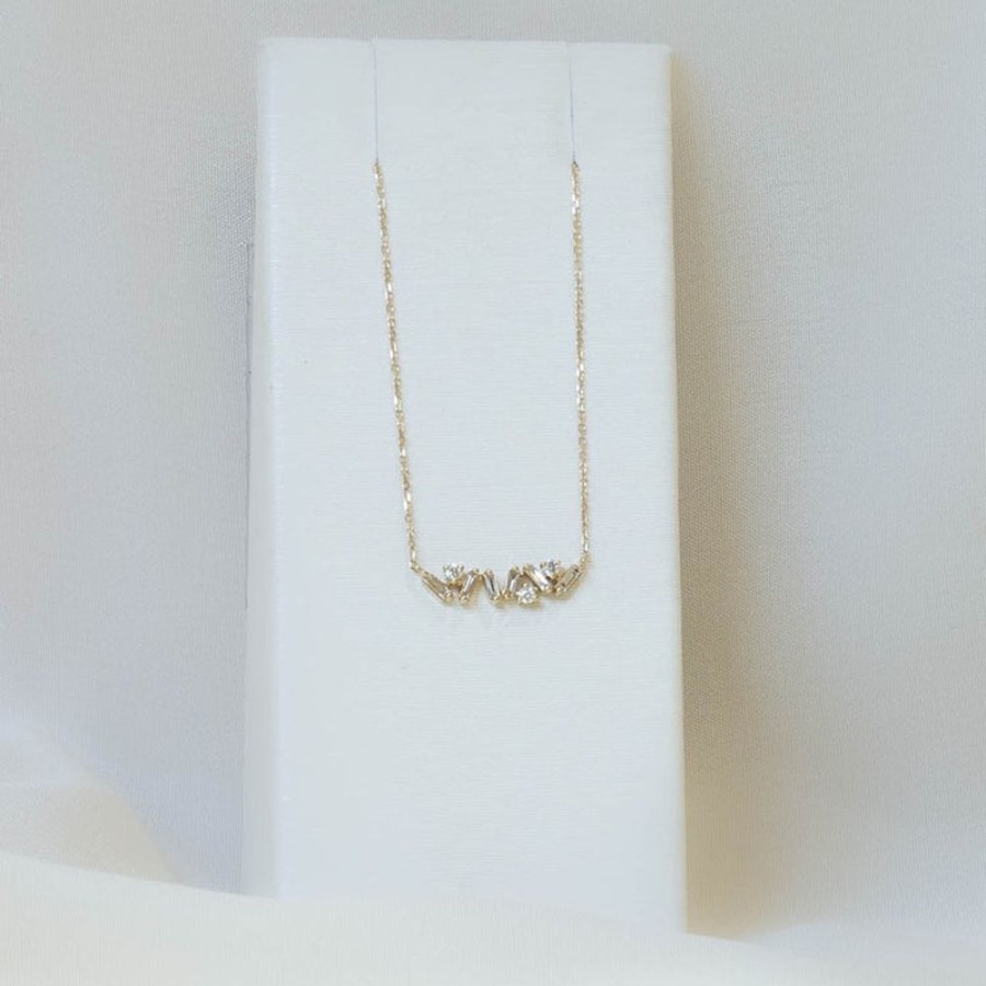 Jewelry Urbaetis | 14Ky .19Ctw Mixed Shaped Bar Necklace By Urbaetis