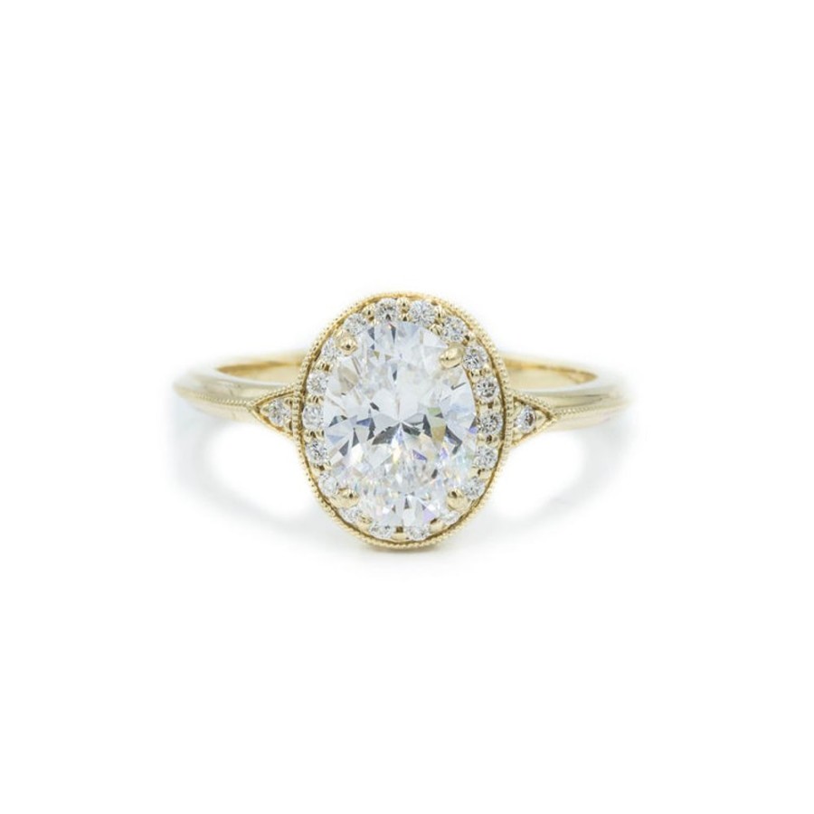 Vintage Collection Malka Diamonds | 14Kt Yellow Gold Halo Diamond Ring