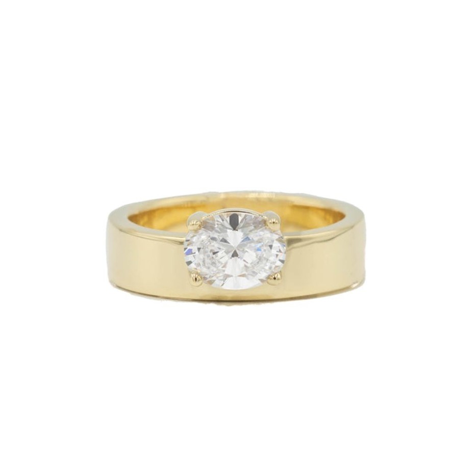 Alternative & Unique Malka Diamonds | 14Ky Asymmetrical Oval-Cut Cigar Diamond Band