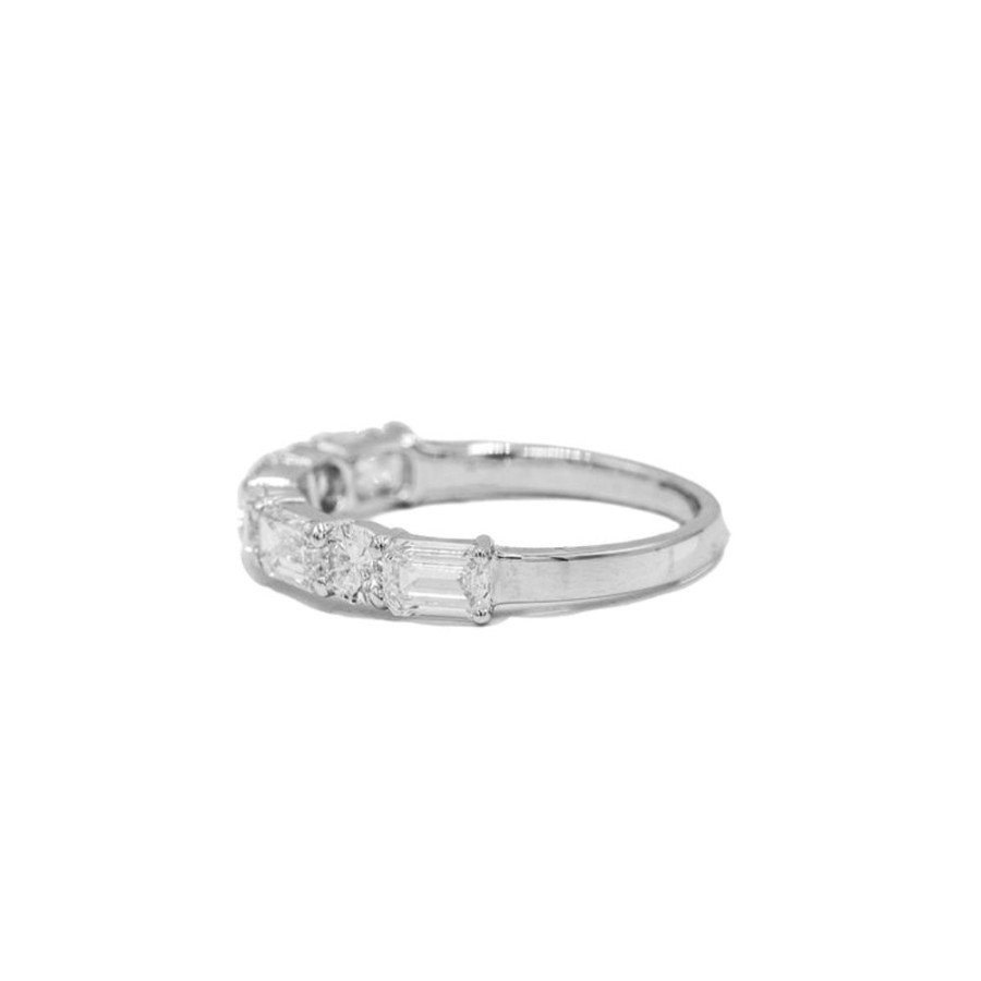 Stackable Rings Adornet | 14Kw 1.53Ctw Round & Emerald-Cut Diamond Band