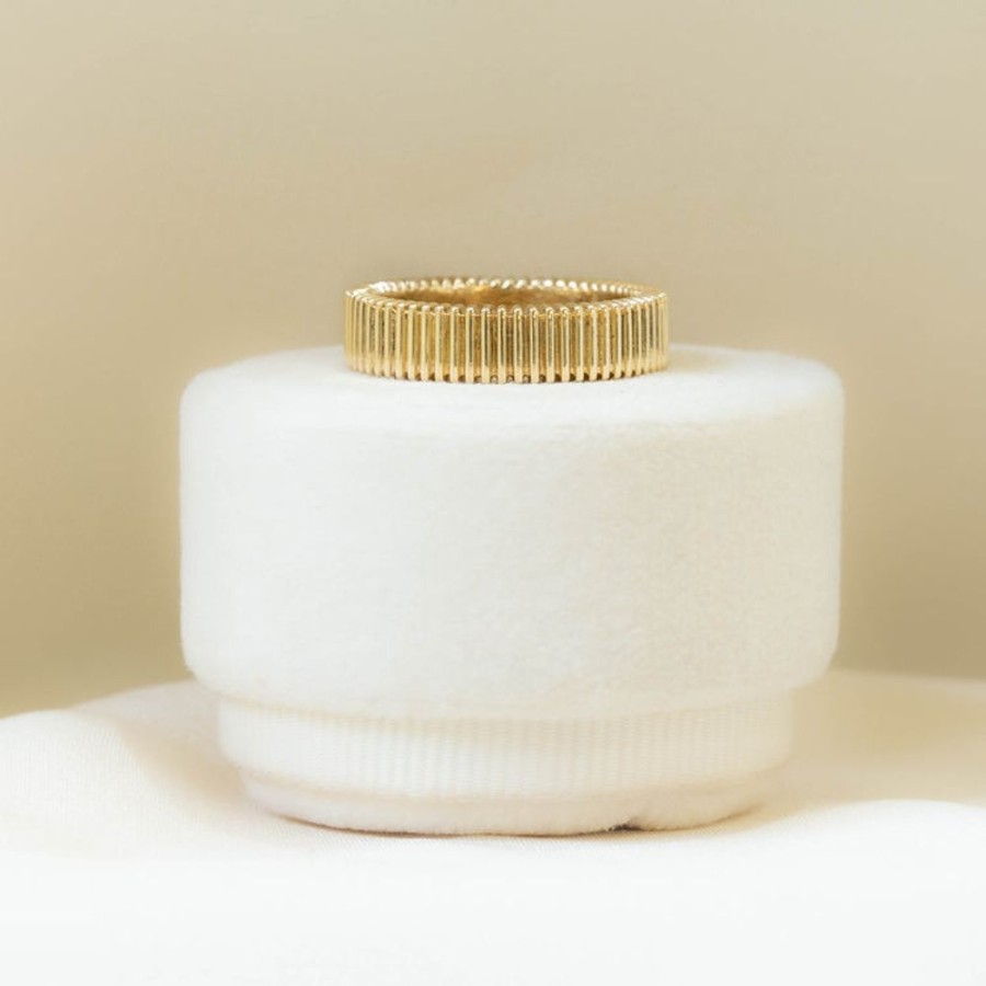 Stackable Rings Malka Diamonds | 14Ky Custom Ribbed Band