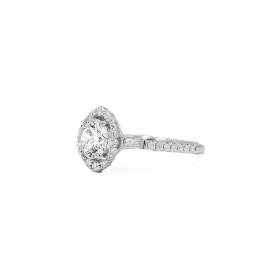 Classic Bridal Uneek | 14K White Gold Baguette Halo By Uneek Jewelry