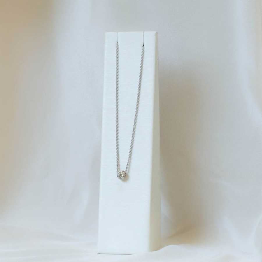 Jewelry Malka Diamonds | 14K White Gold .30Ct Bezel Necklace