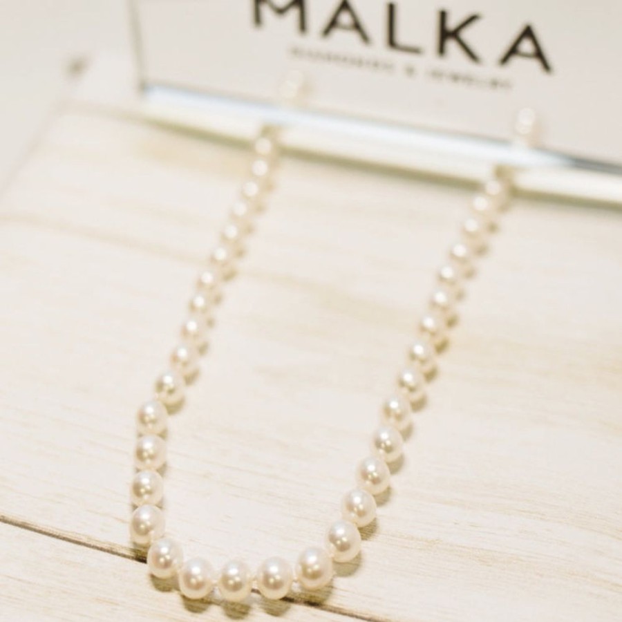 Jewelry Malka Diamonds | 7-7.5Mm White Akoya Pearl Necklace