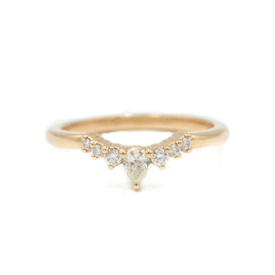 Stackable Rings Malka Diamonds | 14Kr .25Ctw Round And Pear Shallow Contour Band