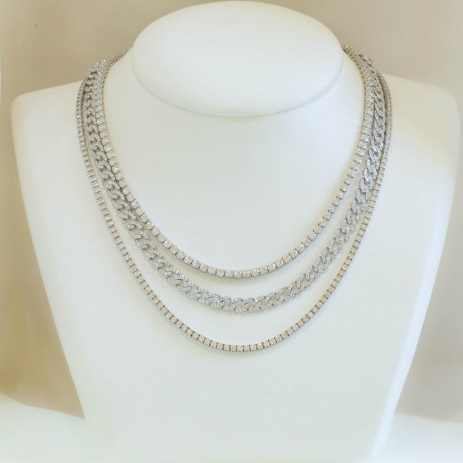 Jewelry Malka Diamonds | 4.90Ctw Pave Diamond Curb Necklace