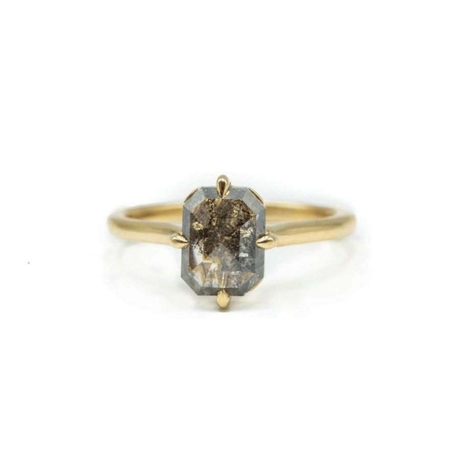 Alternative & Unique Malka Diamonds | 1.98Ct Emerald-Cut Salt & Pepper Diamond Ring