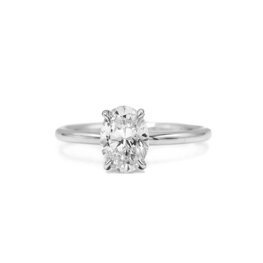 Classic Bridal Malka Diamonds | 14Kw Oval-Cut Diamond Solitaire Ring