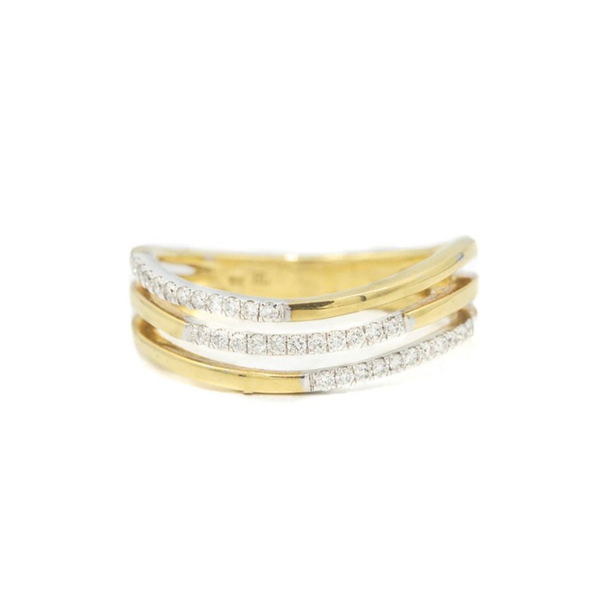 Stackable Rings Malka Diamonds | 18Kt Three Row Gold & Diamond Band