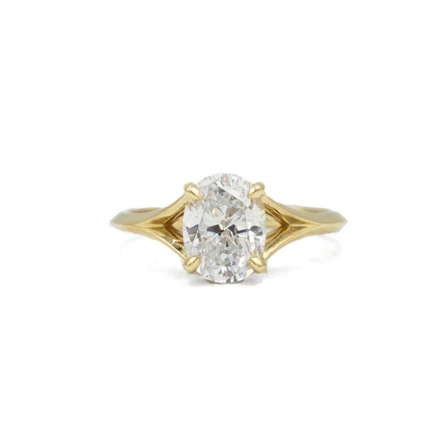 Classic Bridal Stuller | 14Ky Oval Split-Shank Double Hidden Halo Diamond Ring