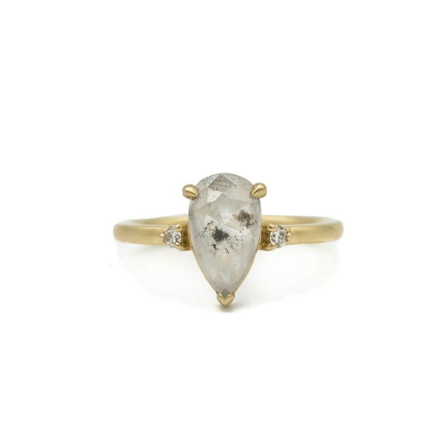 Alternative & Unique Malka Diamonds | 1.68Ct "Ellie" Pear-Shaped Salt & Pepper Diamond Ring