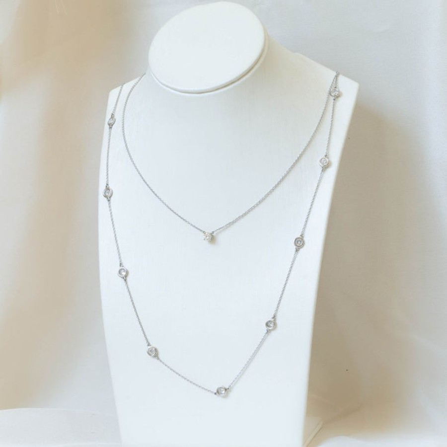 Jewelry Malka Diamonds | 14Kw 1.51Ct Diamond Bezel Station Necklace
