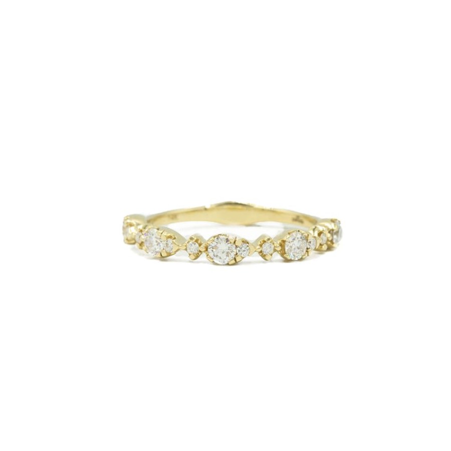 Stackable Rings Parade | 14Ky Pear & Round Alternating Diamond Band