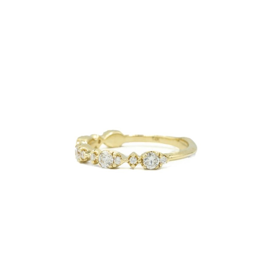 Stackable Rings Parade | 14Ky Pear & Round Alternating Diamond Band