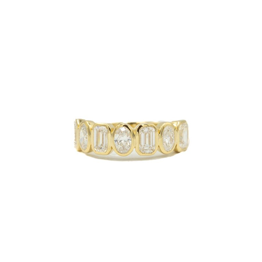 Stackable Rings Adornet | 14Ky Oval & Emerald-Cut Bezel Lab-Grown Diamond Band