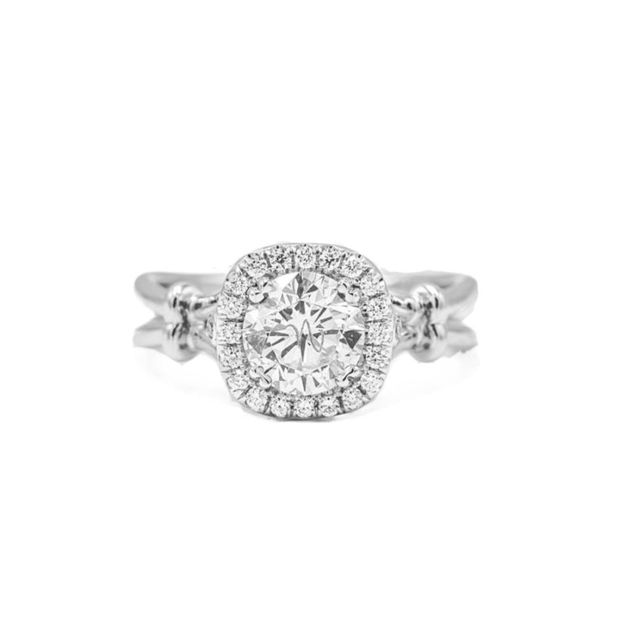 Classic Bridal Uneek | 14Kw Cushion Halo Split By Uneek Jewelry