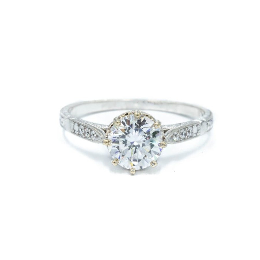 Vintage Collection Jolie Designs | Vintage-Inspired 18Kt White Gold Accented Crown Ring By Jolie