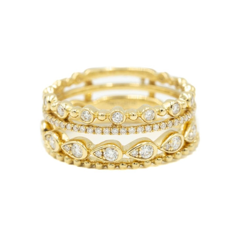 Stackable Rings Malka Diamonds | 14Ky Uneek 4-Band Stacker Guard Band
