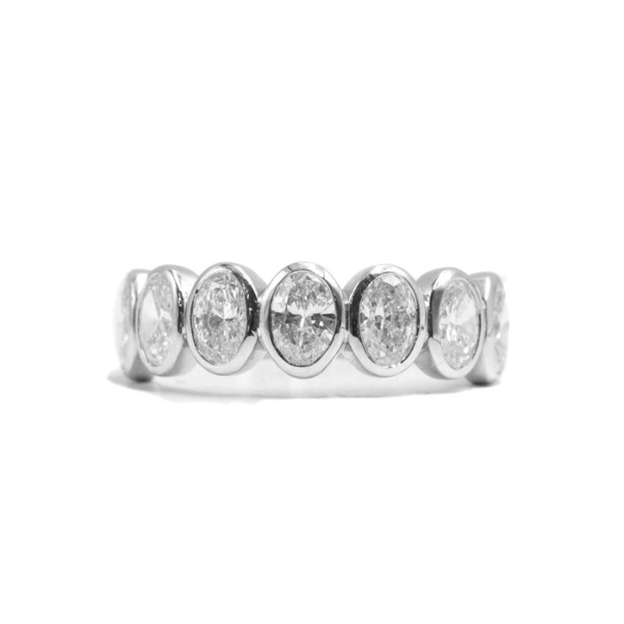 Stackable Rings Malka Diamonds | 14Kw 1.30Ctw Oval-Cut Lab Grown Bezel Band