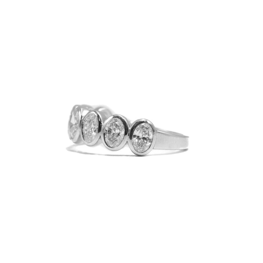 Stackable Rings Malka Diamonds | 14Kw 1.30Ctw Oval-Cut Lab Grown Bezel Band