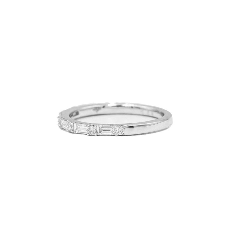 Stackable Rings Parade | 14Kw .30Ctw Baguette & .10Ctw Round Alternating Diamond Band