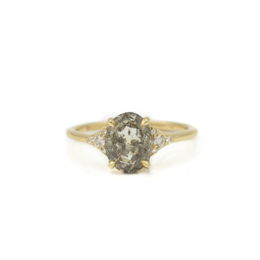 Alternative & Unique Malka Diamonds | 2.13Ct Oval-Cut Sat & Pepper Taper Diamond Ring