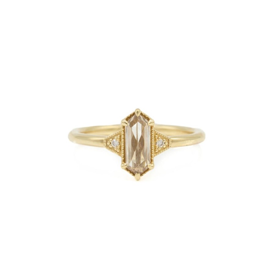 Alternative & Unique Malka Diamonds | .69Ct Hex-Shaped Champagne Diamond Ring