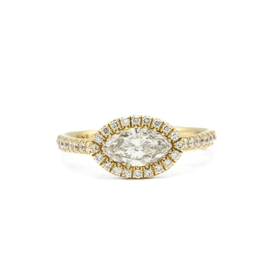 Classic Bridal Malka Diamonds | 14Ky East-West Halo Marquise Diamond Ring