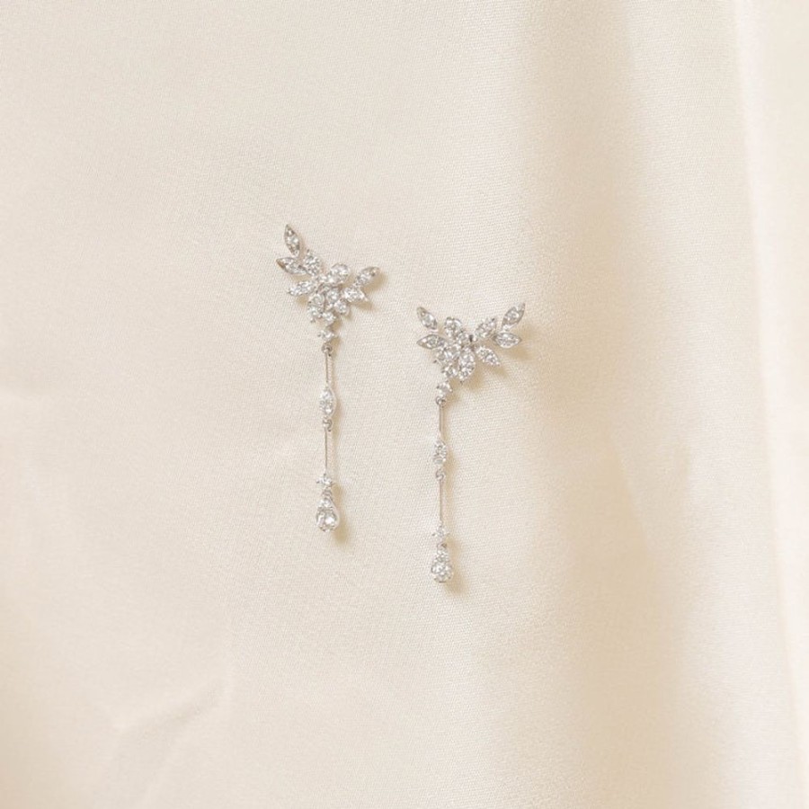 Jewelry Malka Diamonds | Diamond Leaf Dangle Earrings