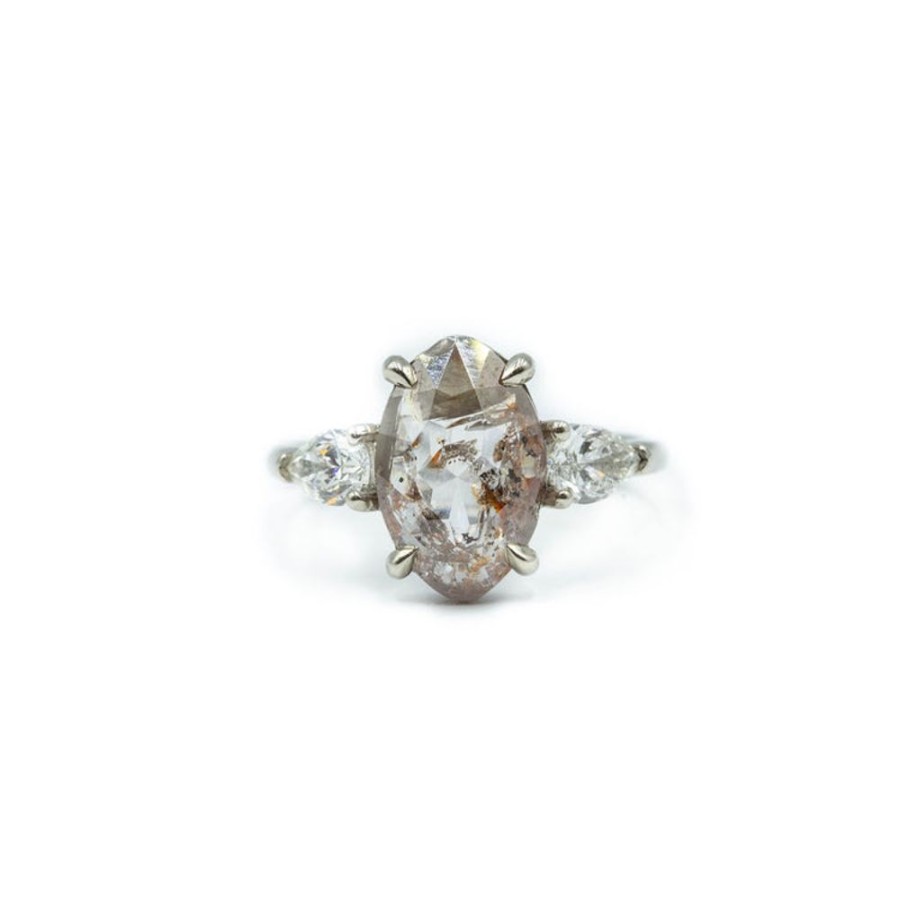 Alternative & Unique Malka Diamonds | 2.26Ct Oval-Cut Three-Stone Salt & Pepper Diamond Ring