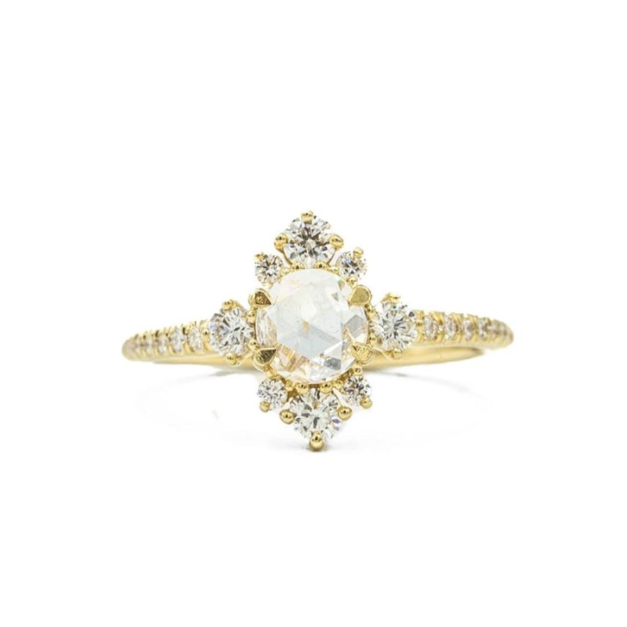 Classic Bridal Parade | 14Ky .47Ct Rose-Cut Diamond Fleur De Lis Halo Ring