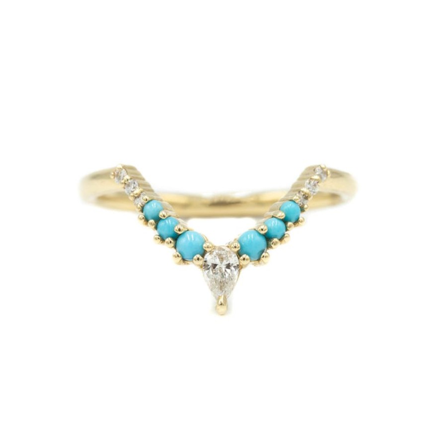 Alternative & Unique Malka Diamonds | 14Ky Turquoise Contoured Band