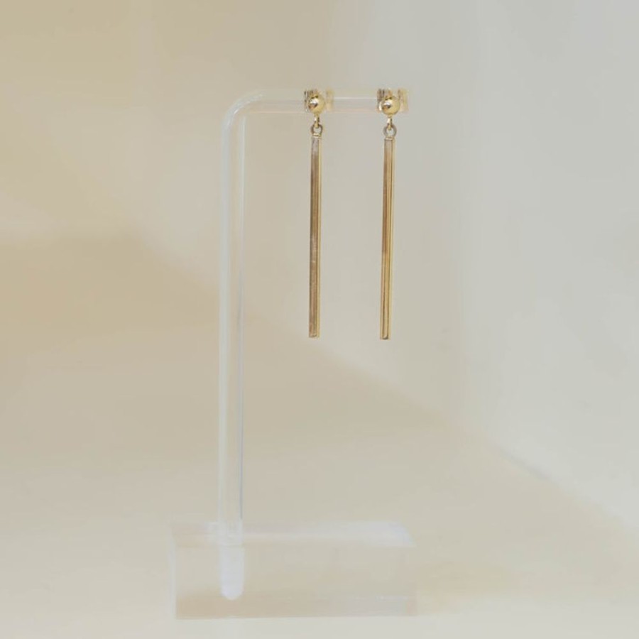 Jewelry Malka Diamonds | 14Ky Gold Bar Dangle Earrings