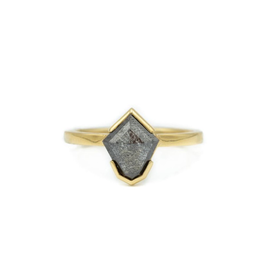 Alternative & Unique Malka Diamonds | 1.07Ct S&P Geometric Semi-Bezel Black Diamond Ring