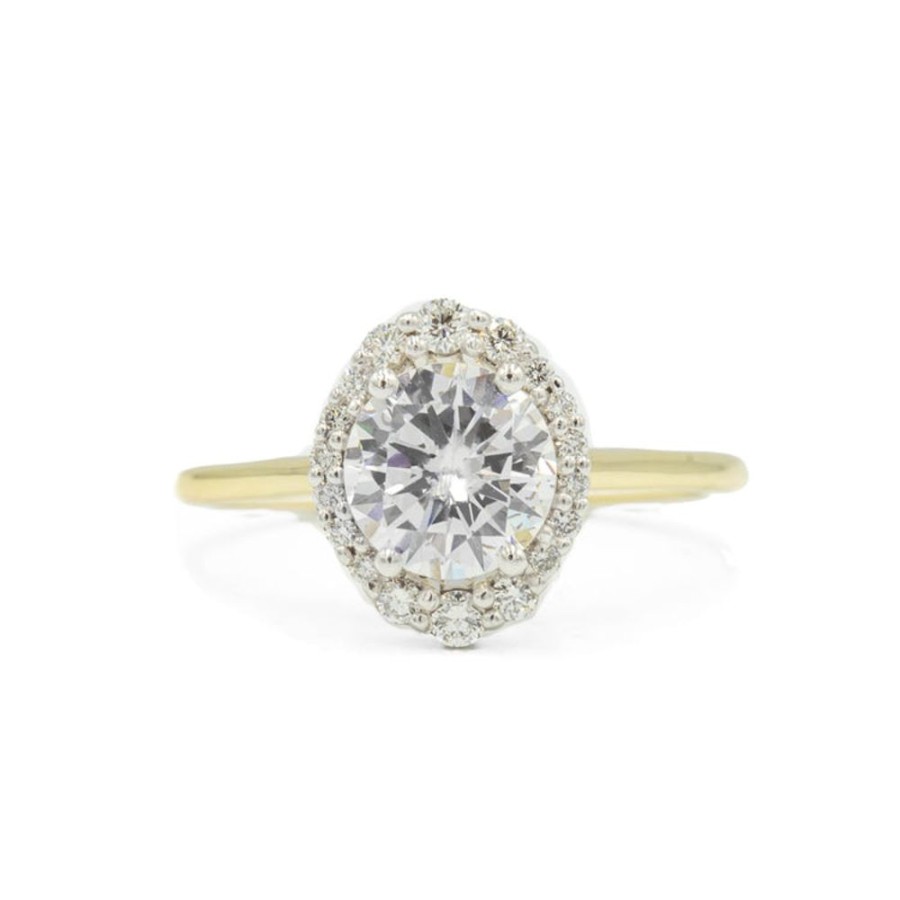 Classic Bridal Uneek | 14Ky Yellow Gold Oval Halo By Uneek Jewelry