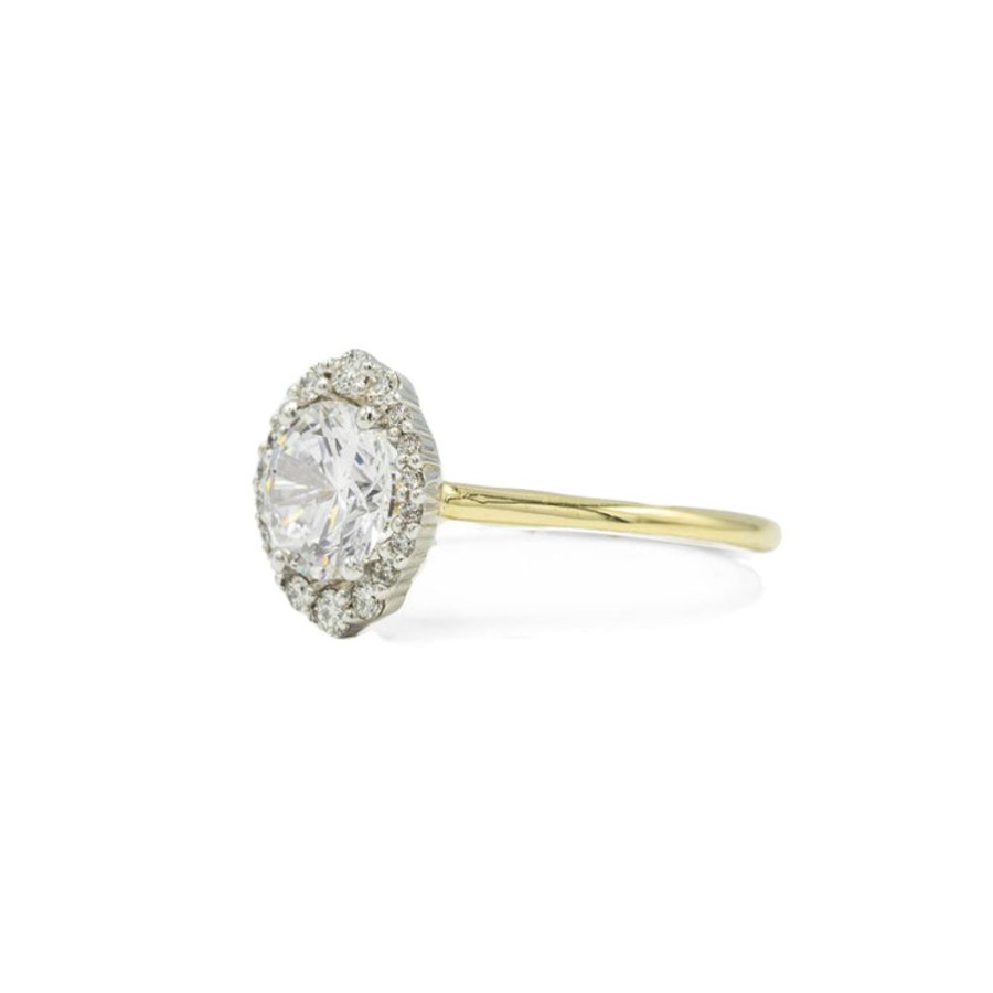 Classic Bridal Uneek | 14Ky Yellow Gold Oval Halo By Uneek Jewelry