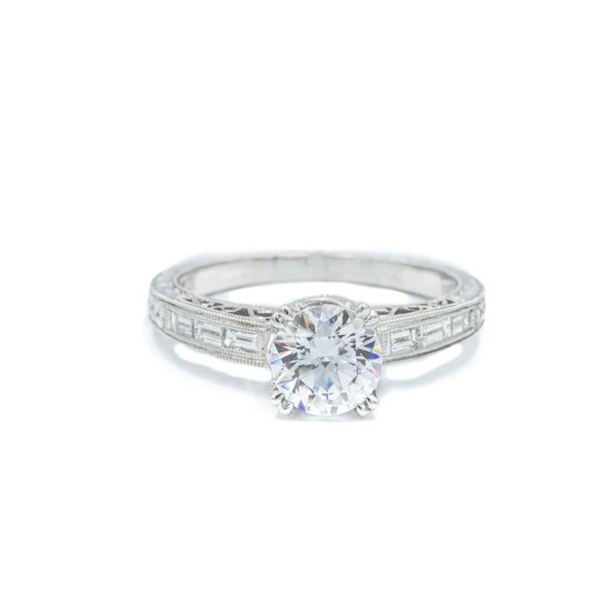 Vintage Collection Jolie Designs | 18Kw Vintage-Inspired Baguette Channel Diamond Ring