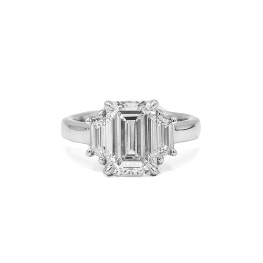 Classic Bridal Malka Diamonds | Platinum 2.02Ct Emerald-Cut 3 Stone Diamond Ring