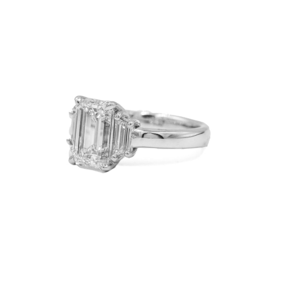 Classic Bridal Malka Diamonds | Platinum 2.02Ct Emerald-Cut 3 Stone Diamond Ring