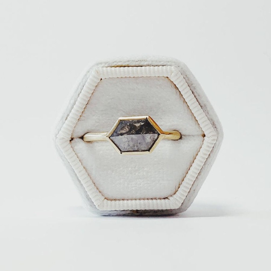 Alternative & Unique Malka Diamonds | 2.04Ct Hex-Shaped Bezel Salt & Pepper Diamond Ring