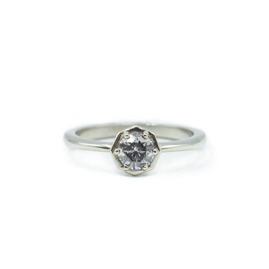 Alternative & Unique Malka Diamonds | .54Ct Salt & Pepper Octagonal Bezel Ring