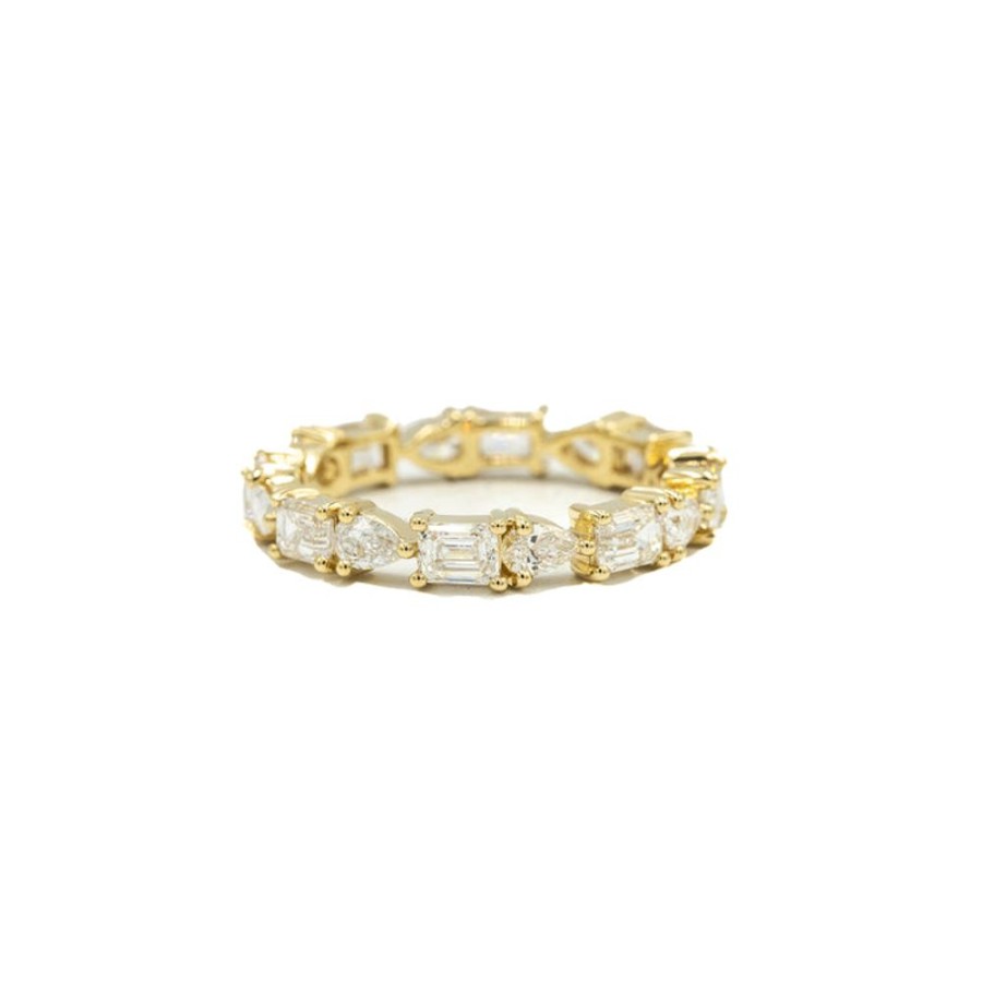 Stackable Rings Adornet | 14Ky 2.19Ctw Pear & Emerald-Cut Diamond Band