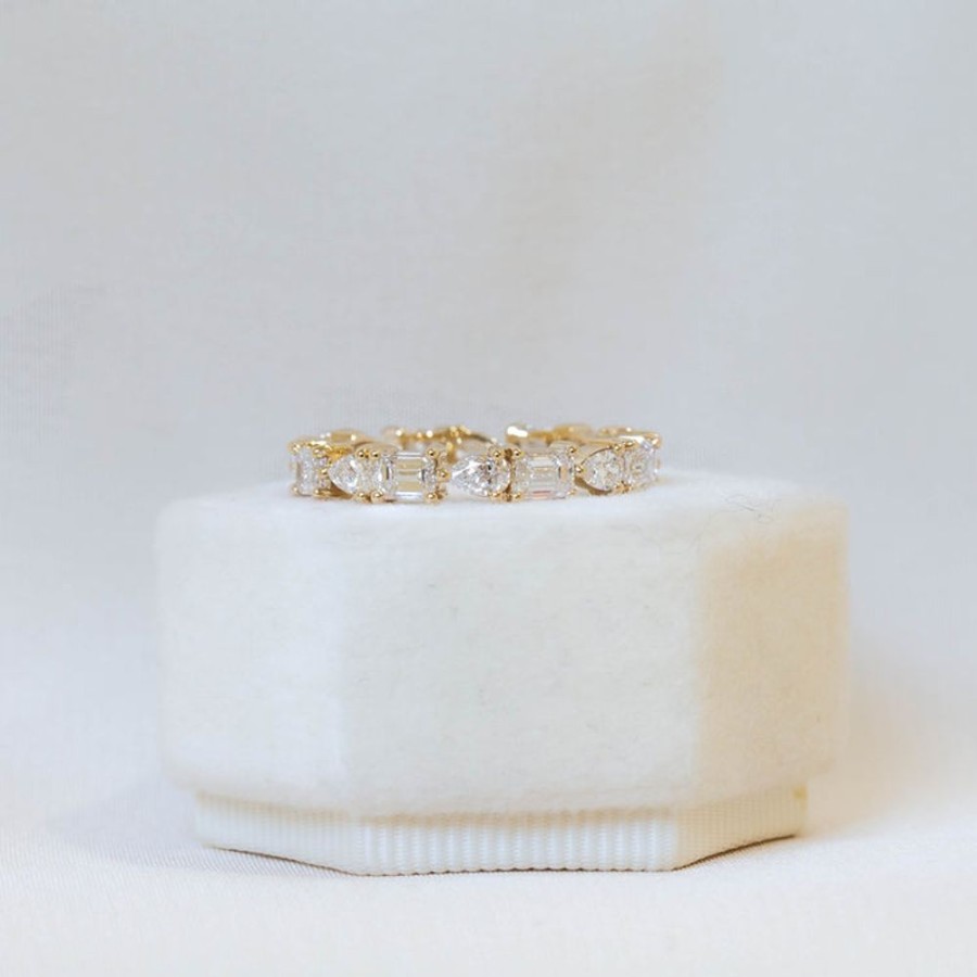 Stackable Rings Adornet | 14Ky 2.19Ctw Pear & Emerald-Cut Diamond Band