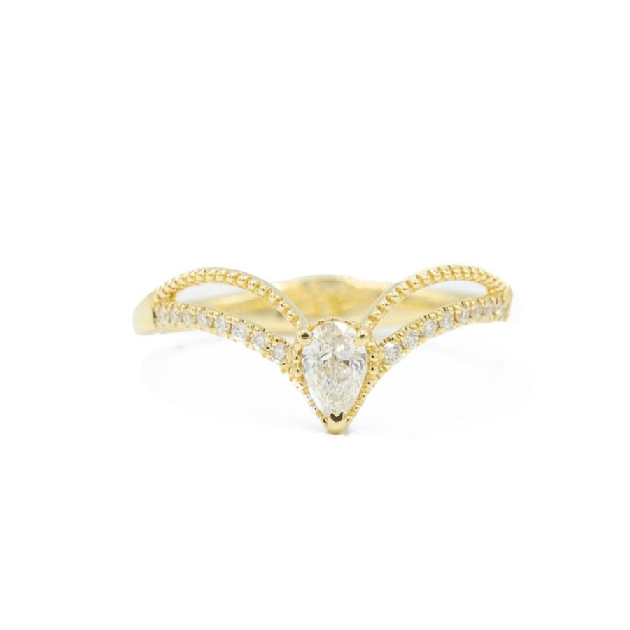 Classic Bridal Parade | 14Ky Pear-Shaped Swag Diamond Band